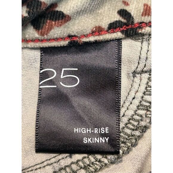 Anthropologie Pilcro Corduroy Pants Green Floral Button Fly High Rise Skinny 25 - Picture 9 of 10